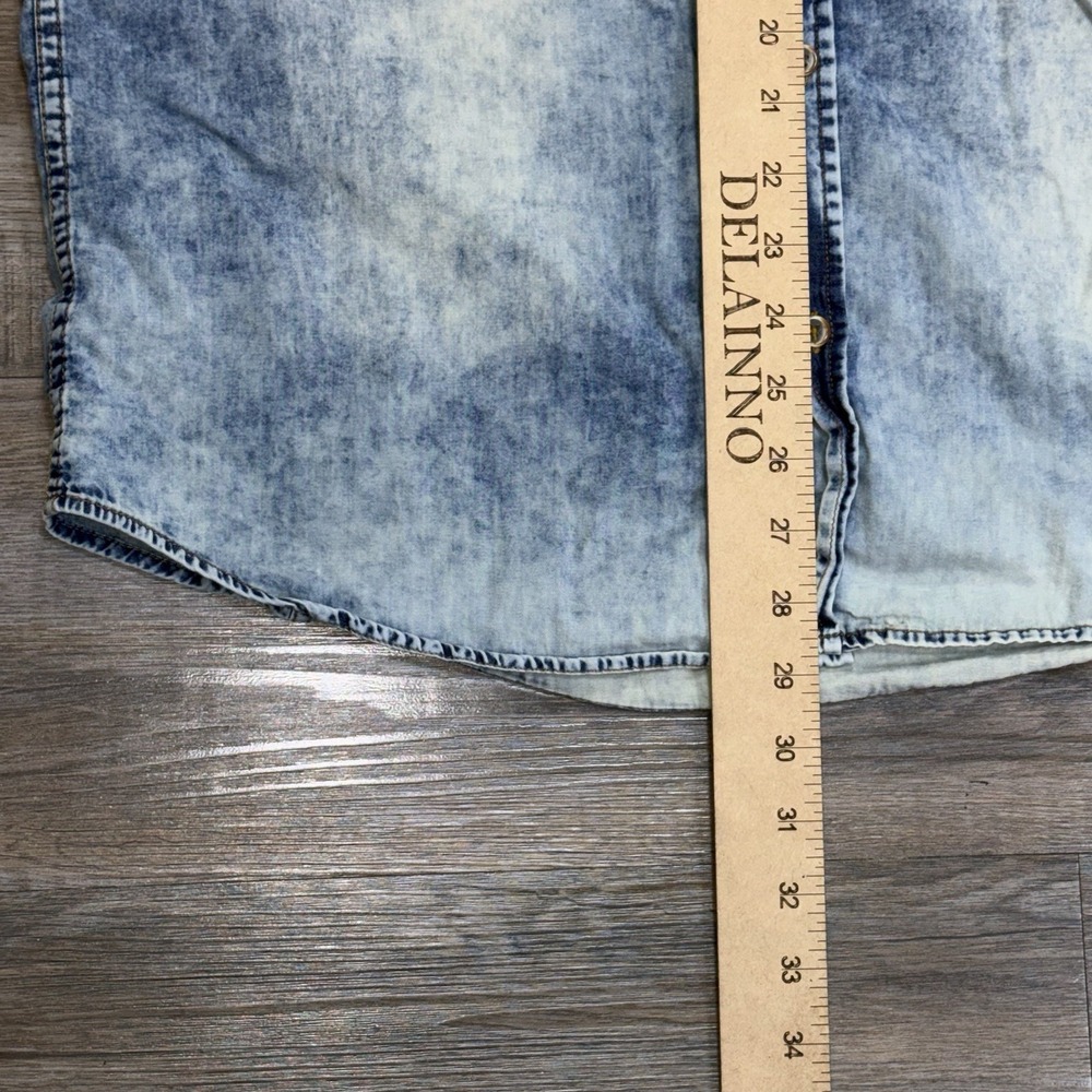 Celio Short-Sleeve Acid-Wash Denim Button-Down Shirt Mens XL Single Chest Pocket - Picture 11 of 11